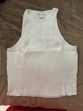 House of Harlow 1960 White Ribbed Cropped Tank